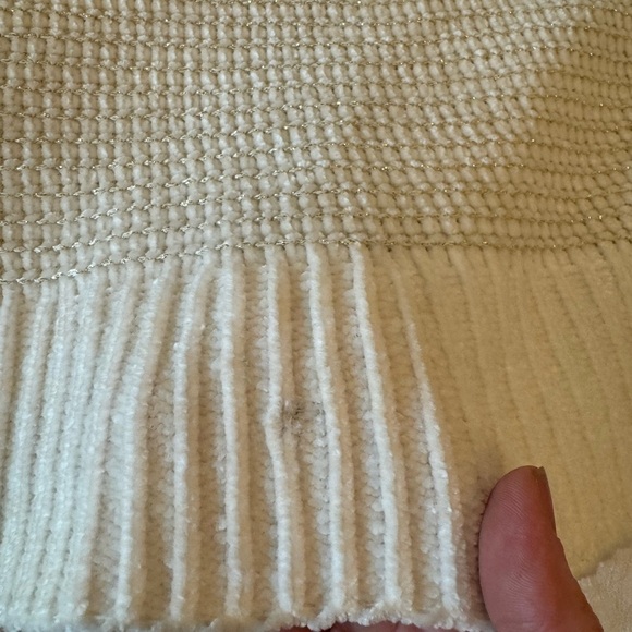 Anthropologie Moth white and gold metallic crew neck sweater wide sleeves - Picture 10 of 11
